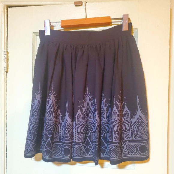 Killstar Duchess chiffon black grey printed goth witchy skirt - Picture 6 of 9